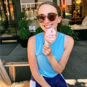 Blue croped mesh tank, size xs.